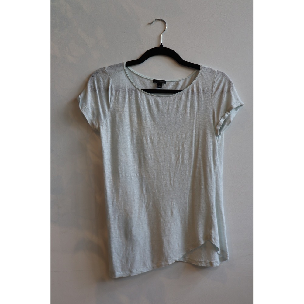 Ann Taylor Mint Green Slub Knit Tulip Hem Short Sleeve Top Small